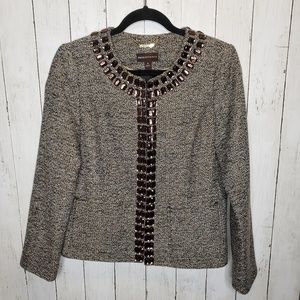 Dana Buchman Jeweled Tweed Blazer Jacket Size 8
